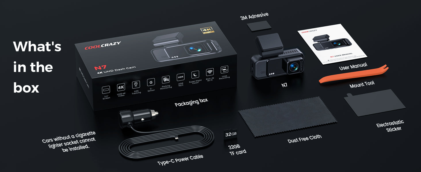 COOLCAZY packaging with components on a black background