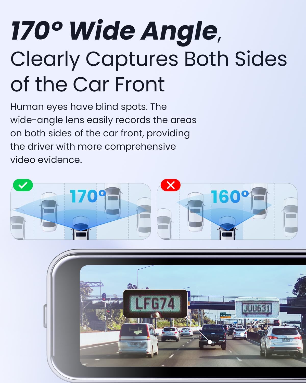 COOLCRAZY Dashcam's compact 3.2-inch screen with adjustable bracket for easy installation and removal.