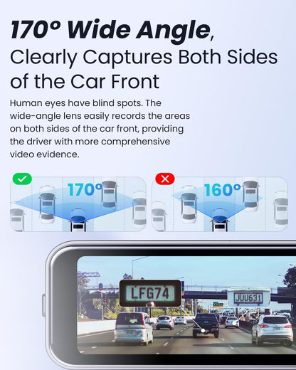COOLCRAZY Dashcam's compact 3.2-inch screen with adjustable bracket for easy installation and removal.