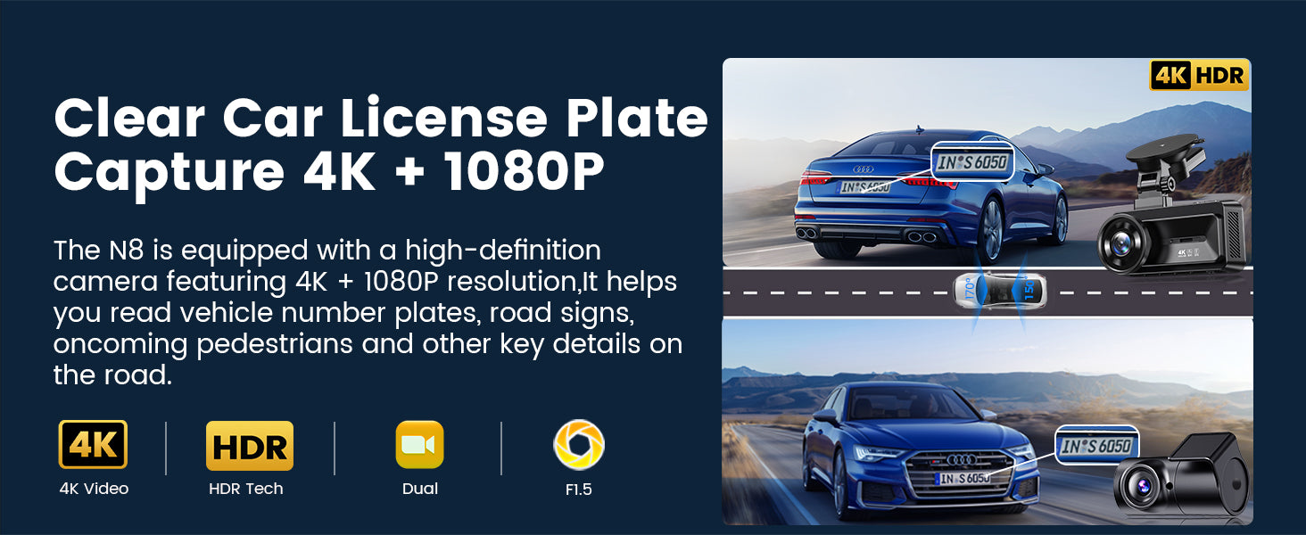 Car with license plate on a road with text about COOLCRAZY 4K and 1080P capture.