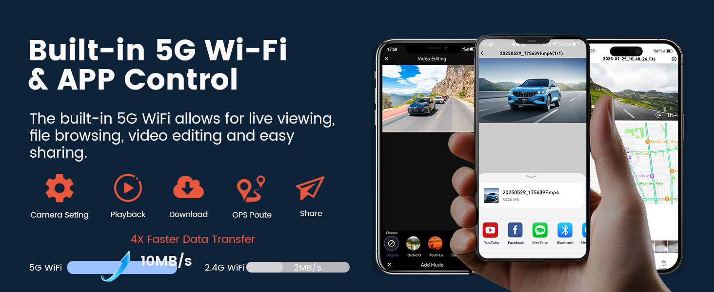 Smartphone with 5G Wi-Fi and COOLCRAZY app control features displayed on a dark blue background.