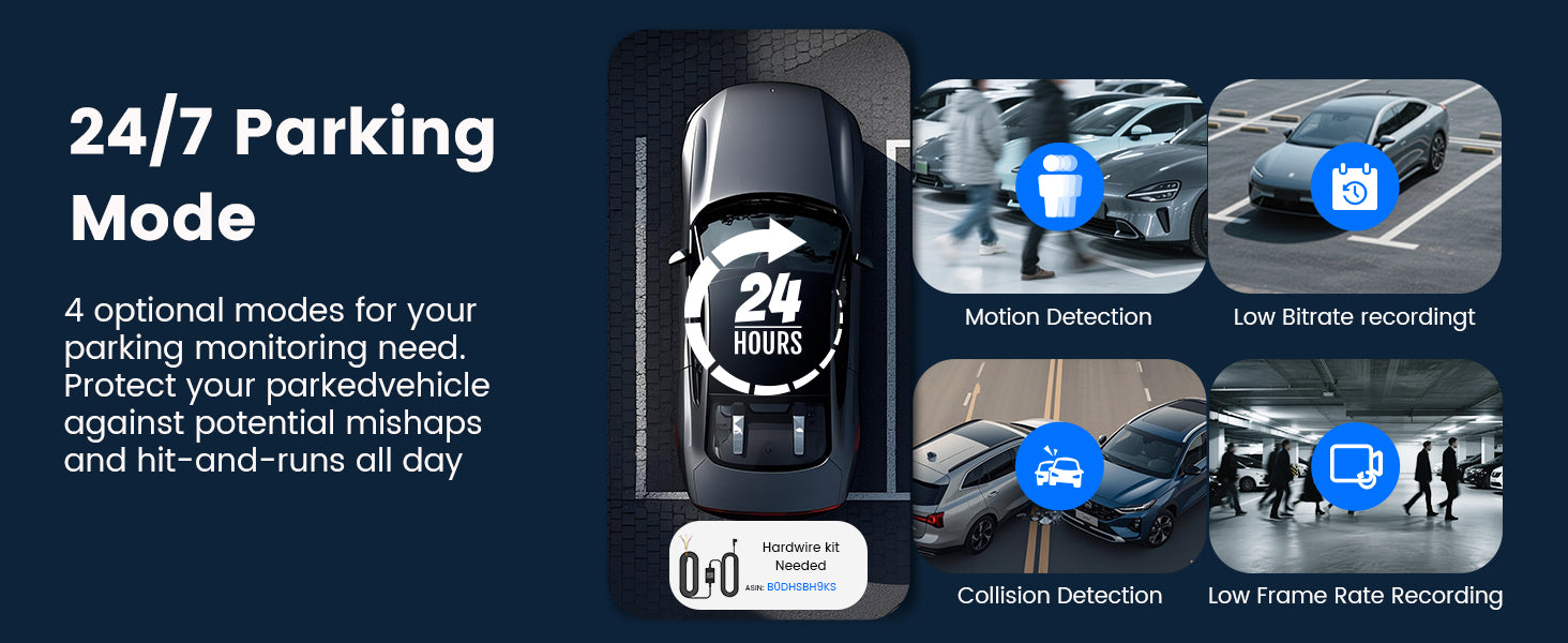 COOLCRAZY Advertisement for a parking monitoring system with text and images of cars and people.